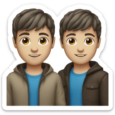 White boy short dark brown hair with bangs blue eyes sticker