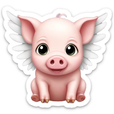 little baby pig with wings sticker