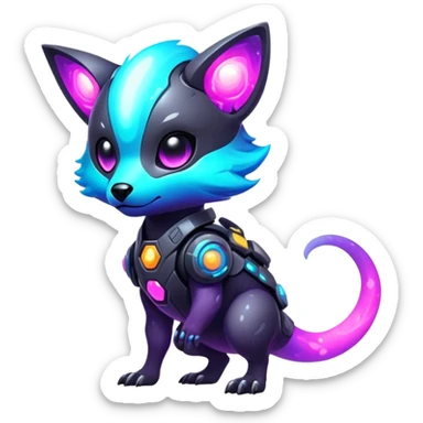 Epic Edgy Cute Colorful Nebula Modern Futuristic Vernid-Protogen-creature-animal, full body sticker