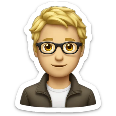 Garçon avec cheveux blond et des lunettes sticker