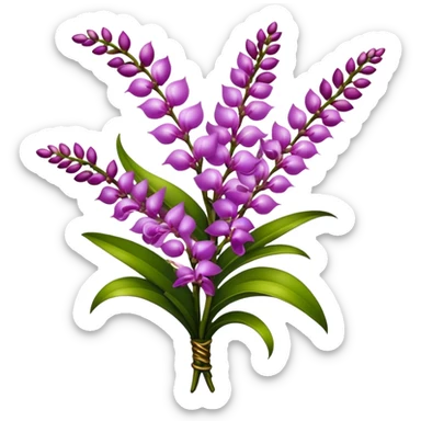 luxuriant bouquet Rhynchostylis Orchid, stem, leaf sticker