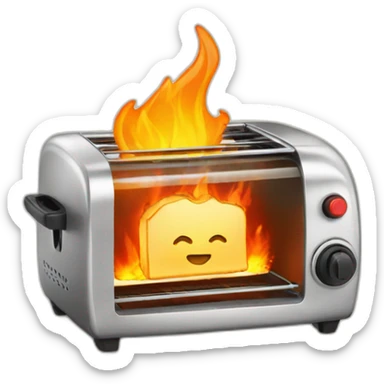 money in a toaster on fire sticker