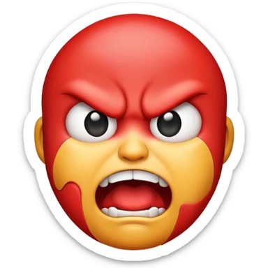 An emoji with an angry face choking itself
 sticker