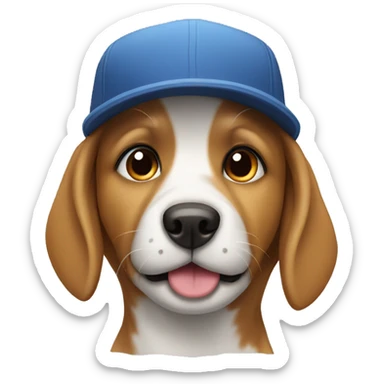 Dog with a cap sticker