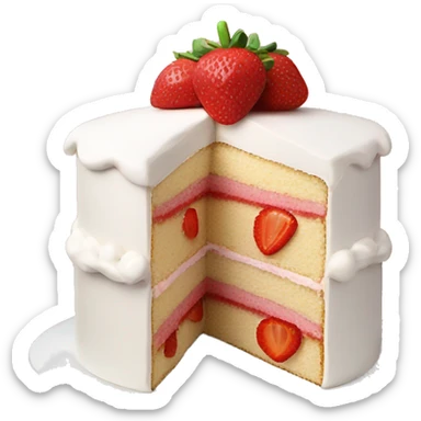 white frosting layered strawberry cake sticker