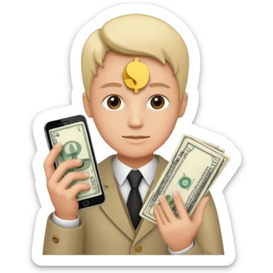 Earn money show by human with mobile.show cash flow symbol sticker