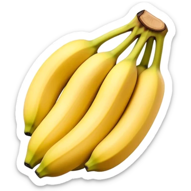 Cinematic bright yellow bananas, smooth peel with gentle curves, slightly ripened, stacked in a charming bunch, warm glowing background, soft and inviting. sticker