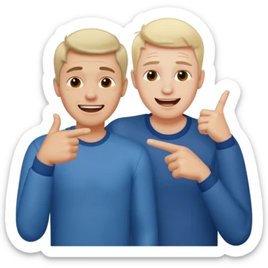 2 homme, un triste et l'autre qui le pointe du doigt en rigolant sticker