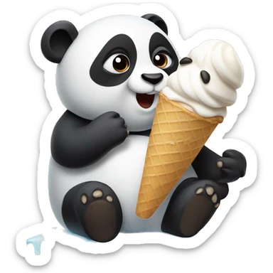 Panda eating ice cream sticker