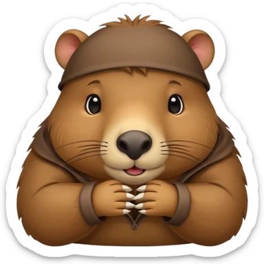 capybara with shy fingers sticker sticker