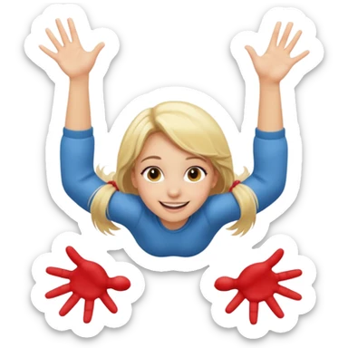 young girl crawling toward the camera, playful, smiling, hands extended sticker