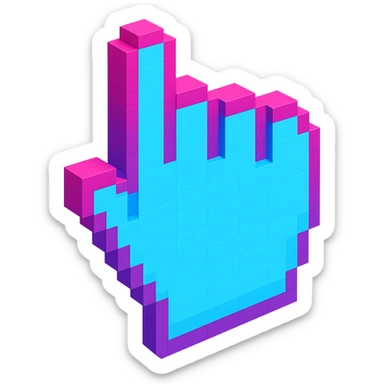 voxel style pointer cursor, playful and colorful sticker