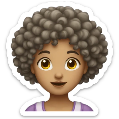 A girl with curly hair who likes the moon sticker