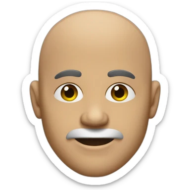 muscular bald man in black straight face sticker