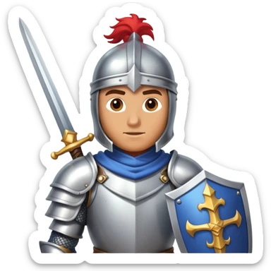 brave knight with shining armor and sword sticker