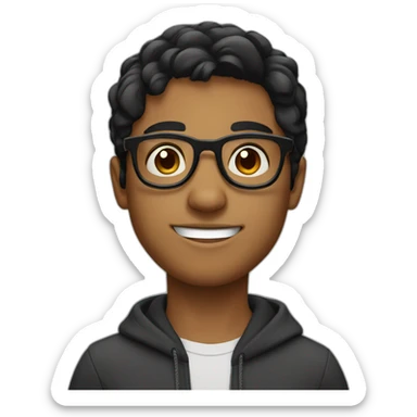 young indian guy with round glasses black eyes black hair sticker