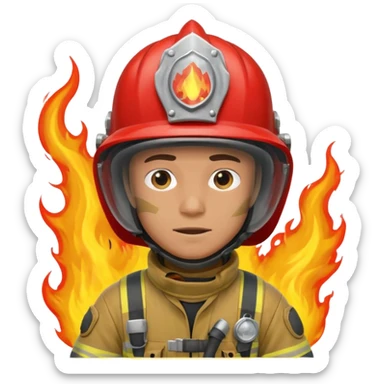 male firefighter on fire sticker