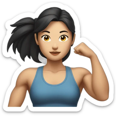 Athletic Asian girl show biceps sticker
