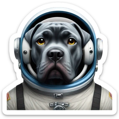 A blue Cane Corso as an astronaut in space helmet. sticker