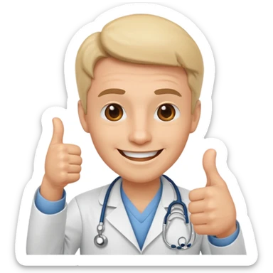 cartoon face for  a doctor and he thumb up sticker