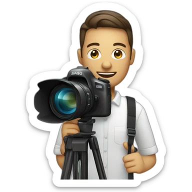 Photographer with a video camera sticker
