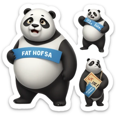 A fat panda holding a sign that says SAD sticker