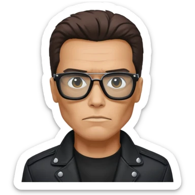 terminator shwartzneger only top in his black glasses and his black jacket sticker