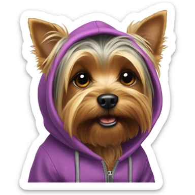 Yorkie wearing hoodie sticker