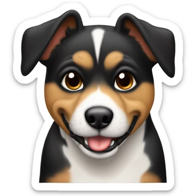 Perro Pincher, gordito y viejito con la lengua fuera, color negro y canas  sticker