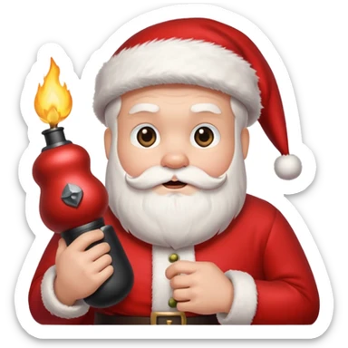 Santa holding a bomb sticker