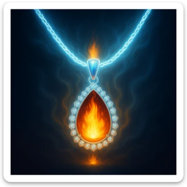 Replace the dark void with a small, powerful flame inside the pendant sticker