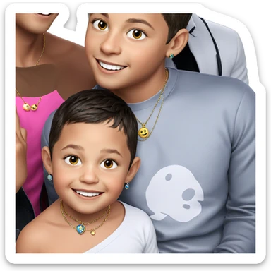 smiling boys with jewelry sticker