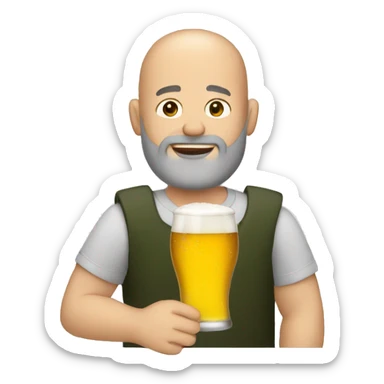 a bald and bearded man drinking beer  sticker