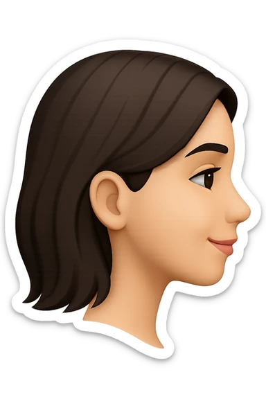 Create a side profile view of this girl's head in Apple emoji style with a gentle smile, 3D look, and soft shading on a transparent background. Maintain the Apple emoji style characteristics with a 3D appearance and soft shading. sticker