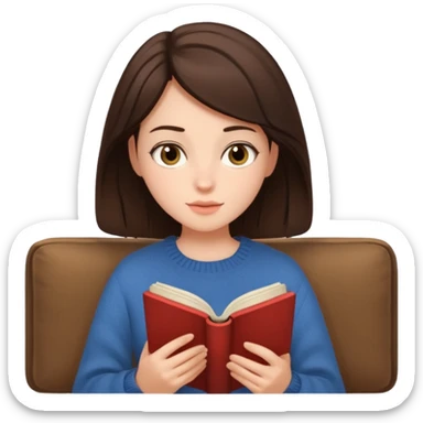 brunette reading a book cozy aesthetic sticker