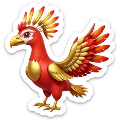 Pokemon red and green legendary Ho-Oh sticker