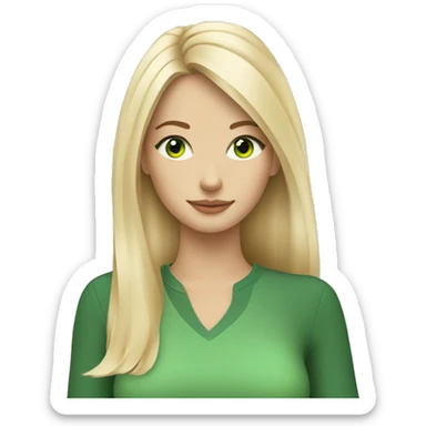 Fair blonde girl with green eyes sipping tea shoulder length hair sticker