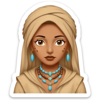 desert woman outfit with piercings just face  sticker