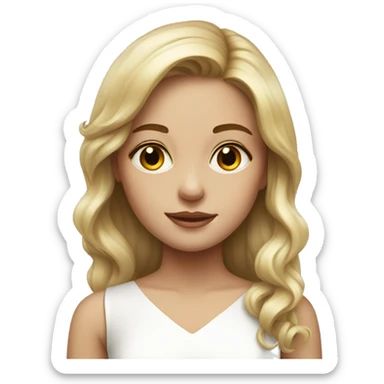 realistic portrait of a girl white dress sticker