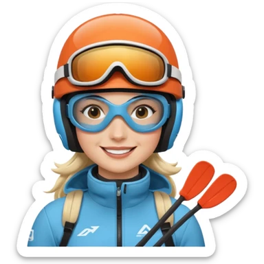 Female Alpine skiing half body sticker