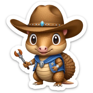 armadillo with cowboy hat team logo  sticker