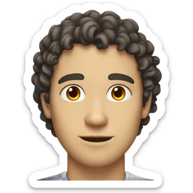 A white man with curly, black, near-brown hair, and brown, near-yellow eyes  sticker