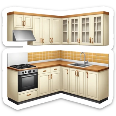 Kitchen with cabinets and tile floor sticker