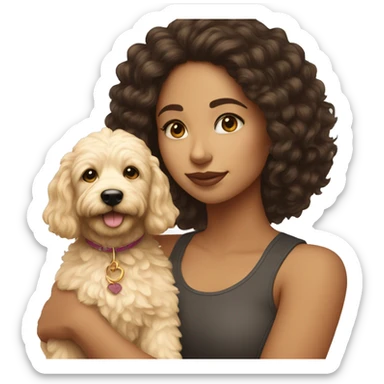 Latina girl with a mini golden doodle sticker