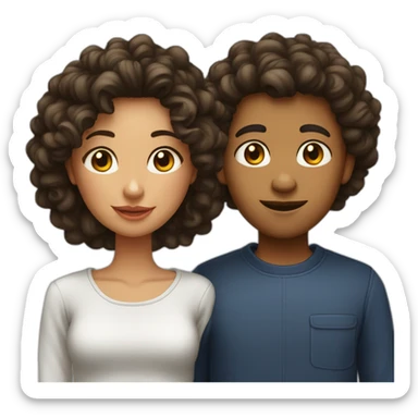Couple fille cheveux bouclés et garçon noir  sticker