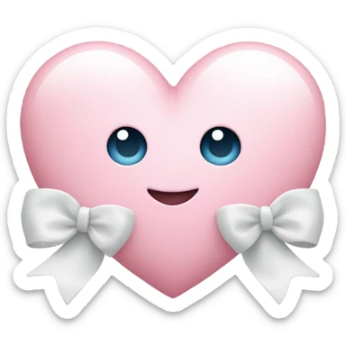 Pastel pink heart with white bow sticker