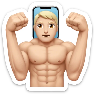 Phone with arms to the side flexing sticker
