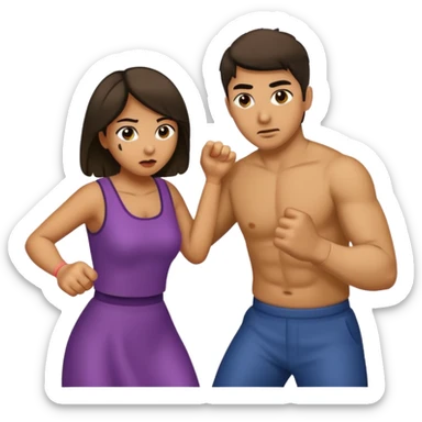 Woman beating man  sticker