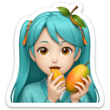 Hatsune miku eating mango sticker