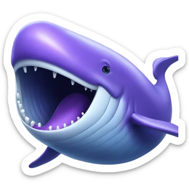 Blue whale purple, open mouth sticker